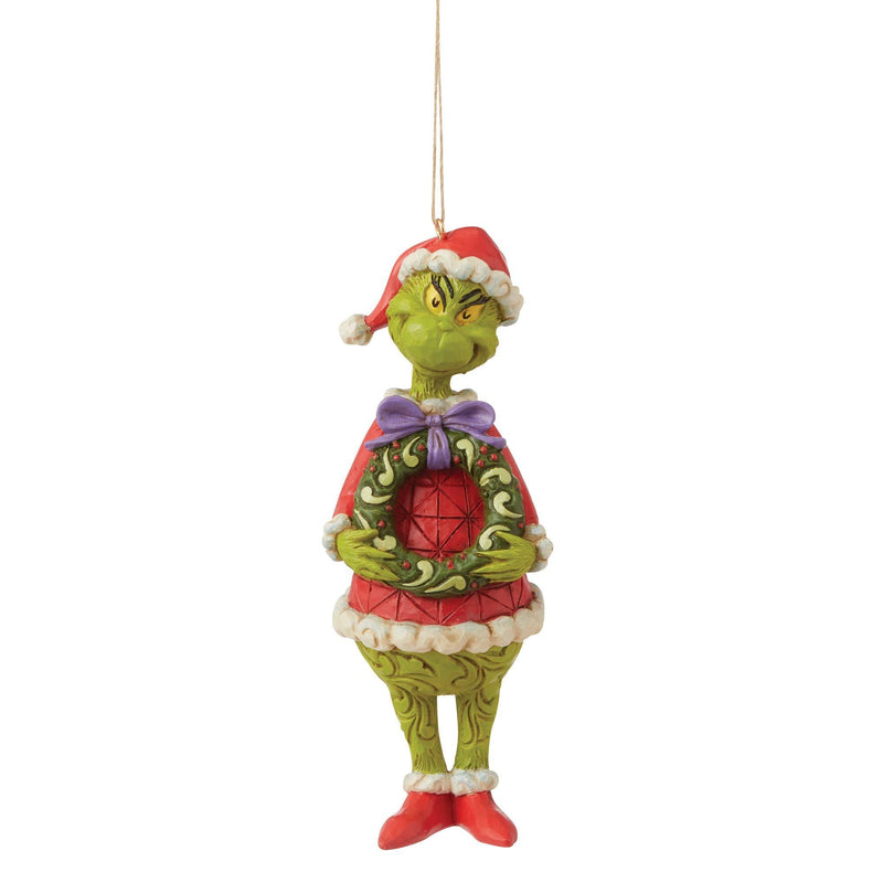 Grinch with Wreath Hanging Ornament - The Grinch by Jim Shore - Enesco Gift Shop