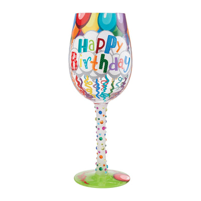 Birthday Streamers Wine Glass by Lolita - Enesco Gift Shop