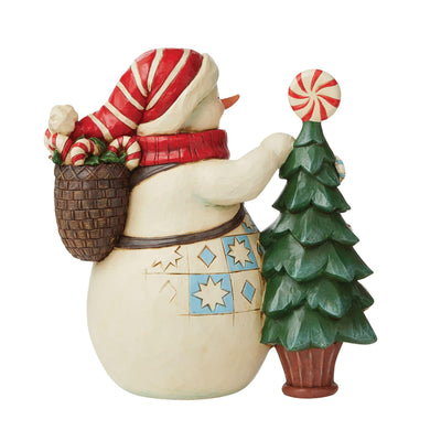 "Sweet Christmas Traditions" Snowman with Candy Tree Figurine - Heartwood Creekby Jim Shore - Enesco Gift Shop