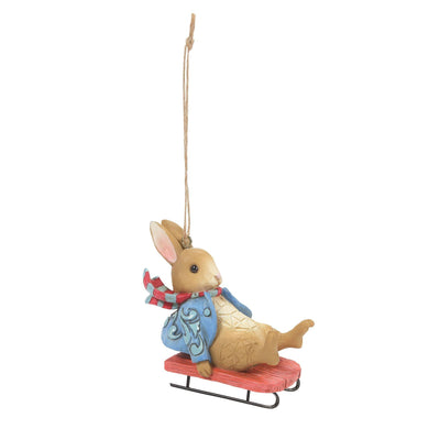 Peter Rabbit Sledging Hanging Ornament - Beatrix Potter by Jim Shore - Enesco Gift Shop