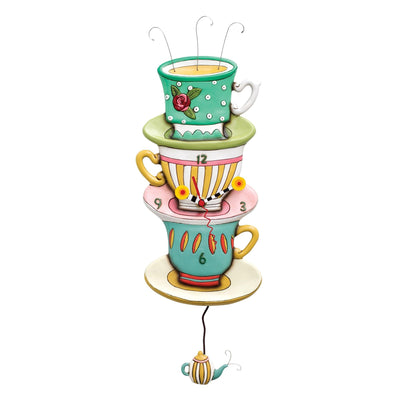 Spot of Tea Clock (stacked teacups) - Enesco Gift Shop