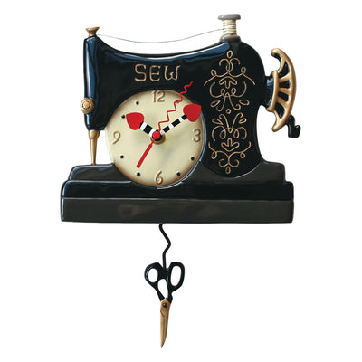 Vintage Stitch Clock (black sewing machine) - Enesco Gift Shop