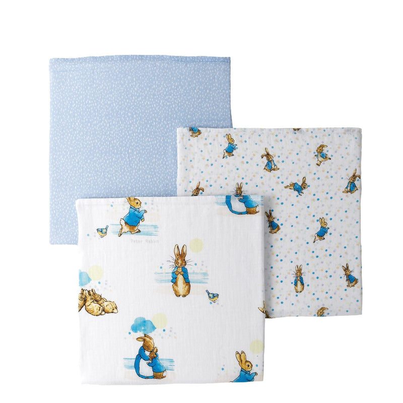 Peter Rabbit Baby Collection Muslin Squares (set of 3) by Beatrix Potter - Enesco Gift Shop