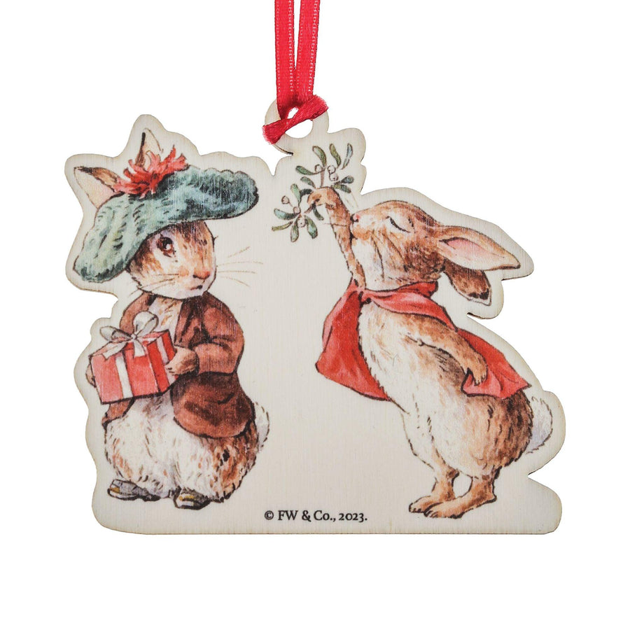 Benjamin Bunny and Flopsy Christmas Wooden Hanging Ornament - Enesco Gift Shop