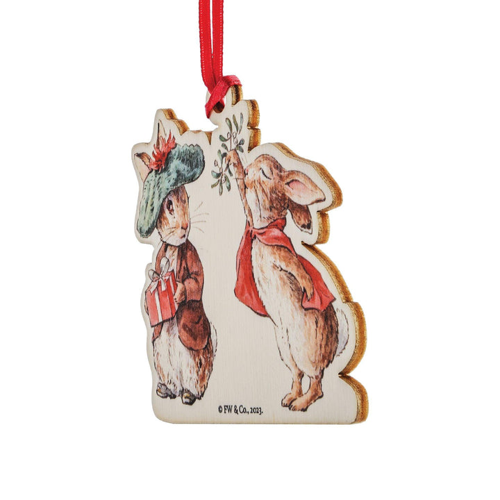 Benjamin Bunny and Flopsy Christmas Wooden Hanging Ornament - Enesco Gift Shop