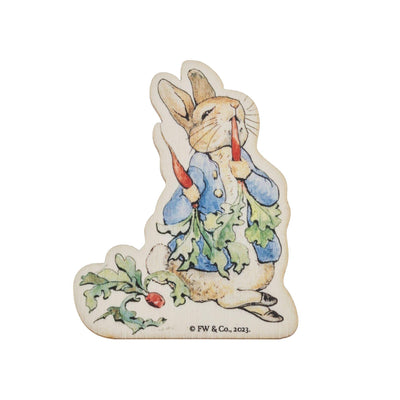 Peter Rabbit with Radishes Wooden Magnet - Enesco Gift Shop